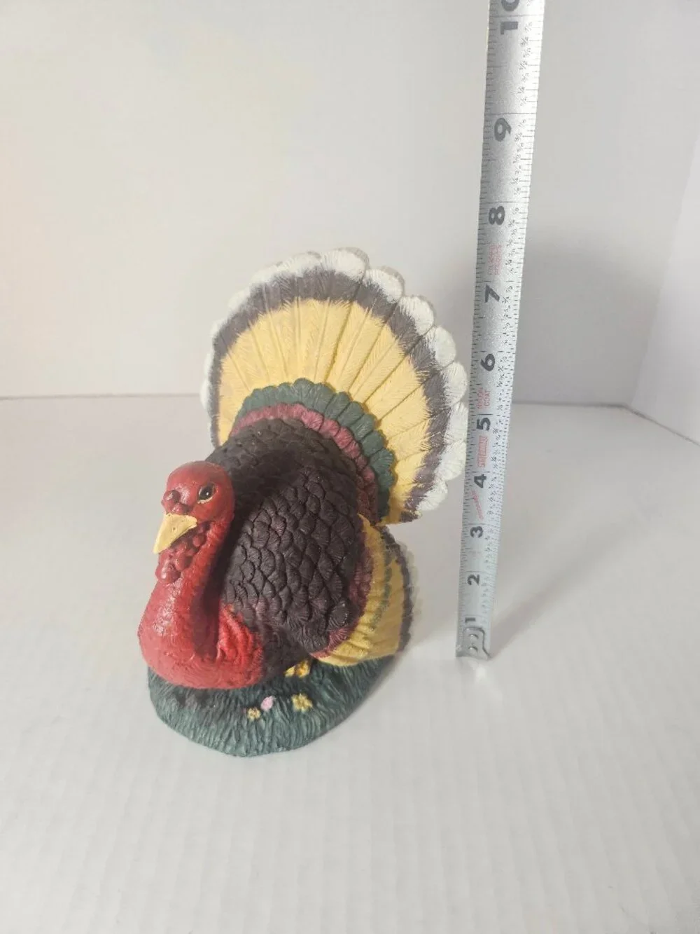 Hand Painted Resin Turkey Statue Primitive Fall Harvest Table Decor 8